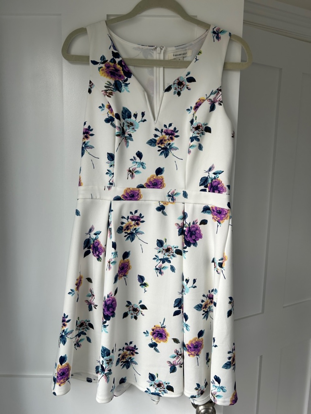Francesca's Collections White Floral Asymmetrical Fit & Flare Dress